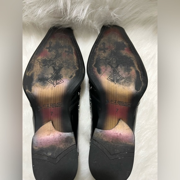 Fiesso by Aurelia Garcia Leather Western Men Shoes- Black Size 7 - Picture 8 of 9